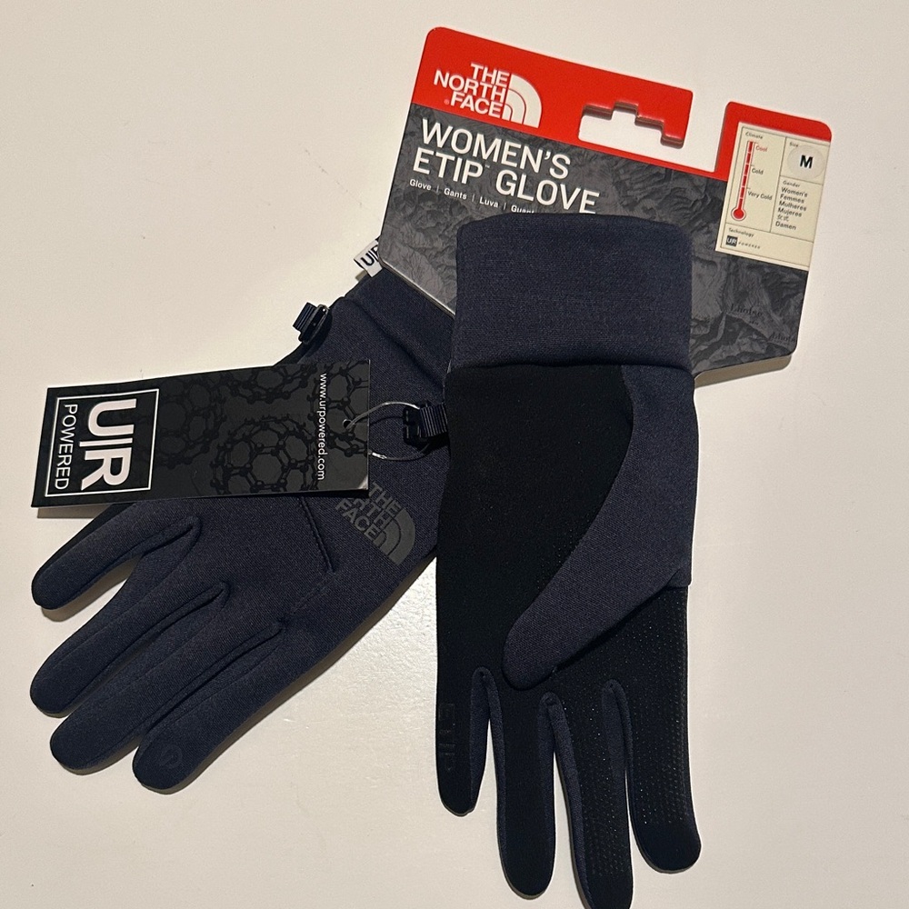 The North Face Women's Etip Gloves in Black and Dark Gray
